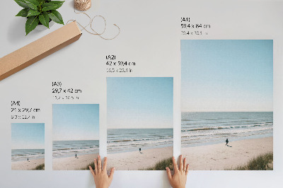 Poster Strand, kalme zee, blauwe lucht, minimalisme, harmonie