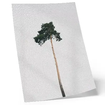 Wandposter eenzame boom op een lichte achtergrond met een minimalistische uitstraling