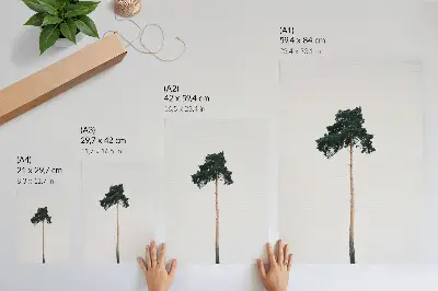 Wandposter eenzame boom op een lichte achtergrond met een minimalistische uitstraling