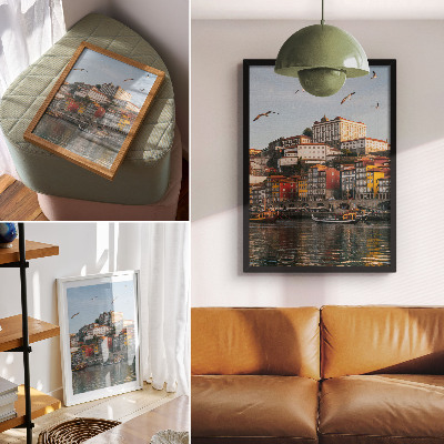 Decoratieve poster Kleurrijke huurkazernes, elegante schepen, meeuwen