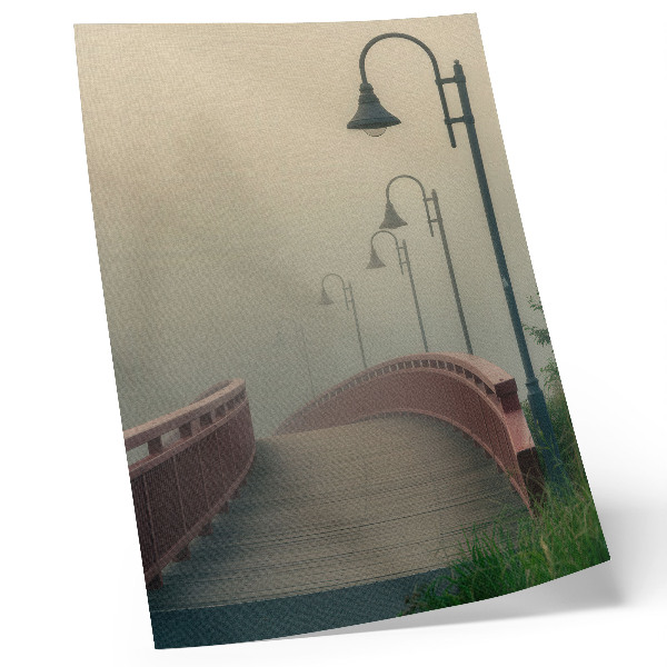 Decoratieve poster Mistbrug lantaarns harmonie zachtheid