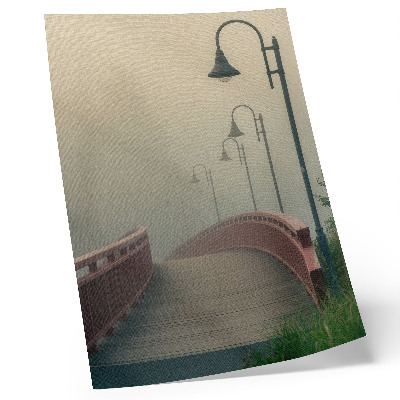Decoratieve poster Mistbrug lantaarns harmonie zachtheid