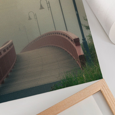 Decoratieve poster Mistbrug lantaarns harmonie zachtheid