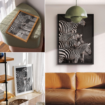 Decoratieve poster Zebra met contrasterende zwarte en witte verticale lijnen