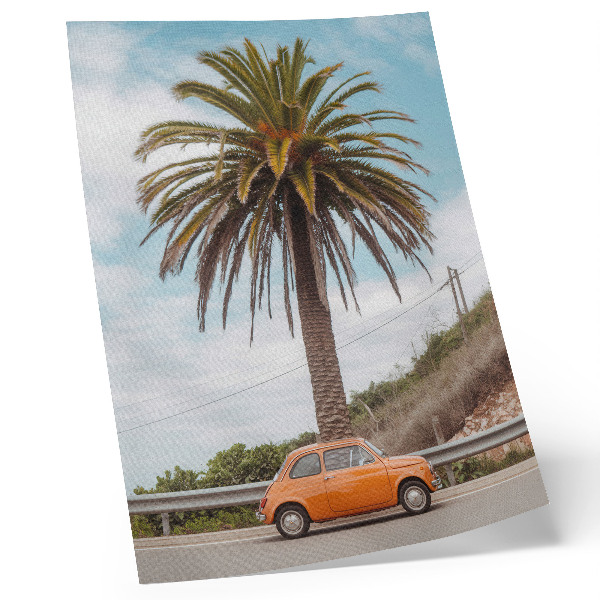 Wandposter Palmboom retro auto natuur zorgeloos