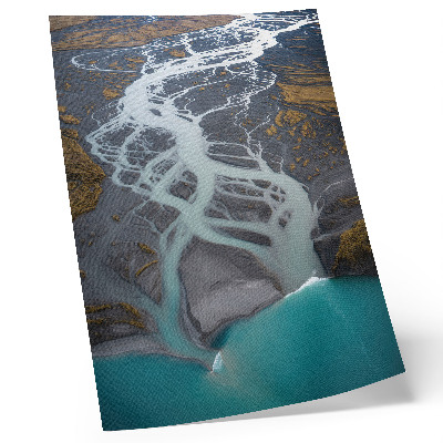 Poster Abstracte rivierlijnen in verschillende tinten blauw.