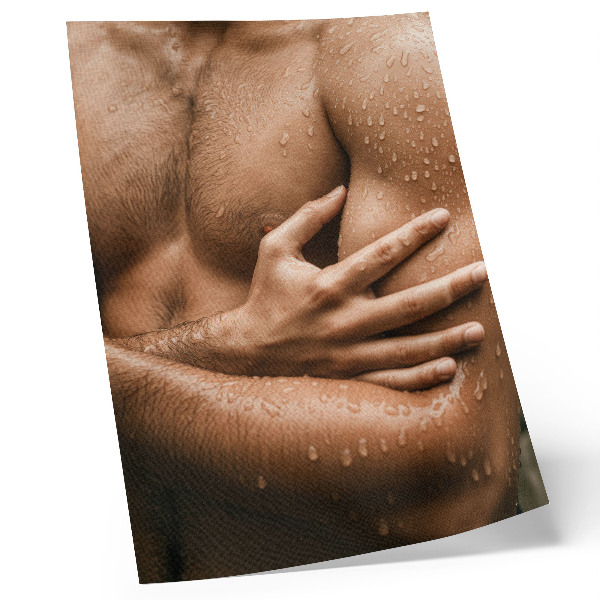 Poster Huiddetails, waterdruppels, gespierd silhouet