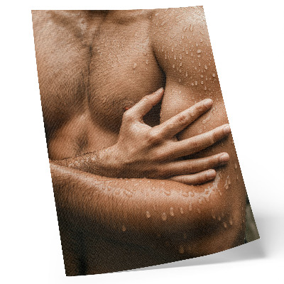 Poster Huiddetails, waterdruppels, gespierd silhouet