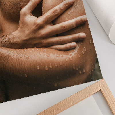 Poster Huiddetails, waterdruppels, gespierd silhouet
