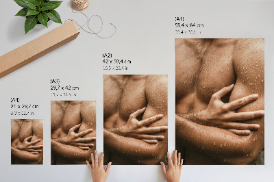 Poster Huiddetails, waterdruppels, gespierd silhouet