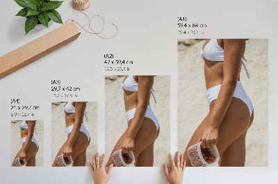 Decoratieve poster Zomerse strandscène met heldere kleuren en een natuurlijke uitstraling.