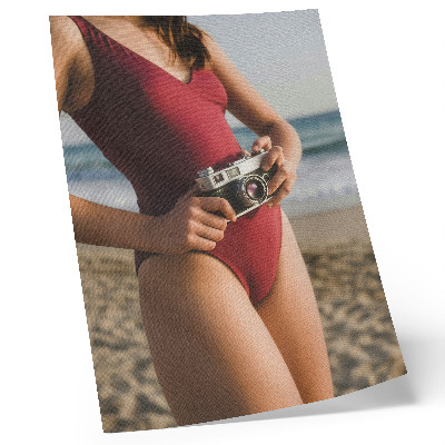 Wandposter Strandvibe, bordeauxrood pak, camerafotografie