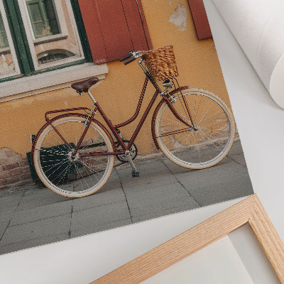 Poster Een fiets tegen de achtergrond van een kleurrijke retrogevel.