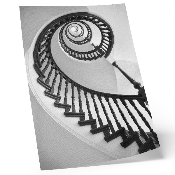Decoratieve poster Spiraaltrap in zwart-wit, elegantie en moderniteit.