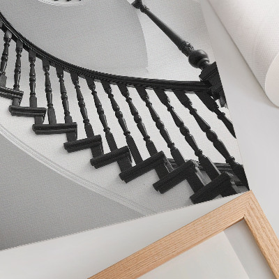 Decoratieve poster Spiraaltrap in zwart-wit, elegantie en moderniteit.