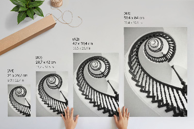 Decoratieve poster Spiraaltrap in zwart-wit, elegantie en moderniteit.