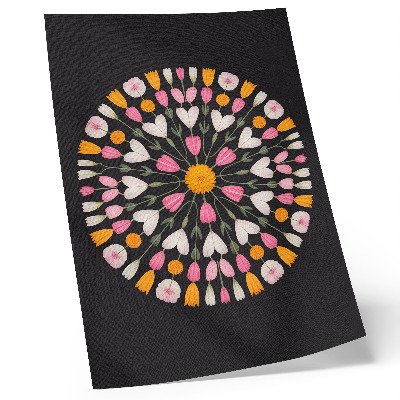 Poster Bloemenmandala met donkere achtergrond in abstracte stijl