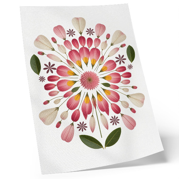 Decoratieve poster Bloemenmandala symmetrie roze crème groen
