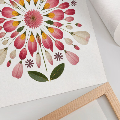 Decoratieve poster Bloemenmandala symmetrie roze crème groen