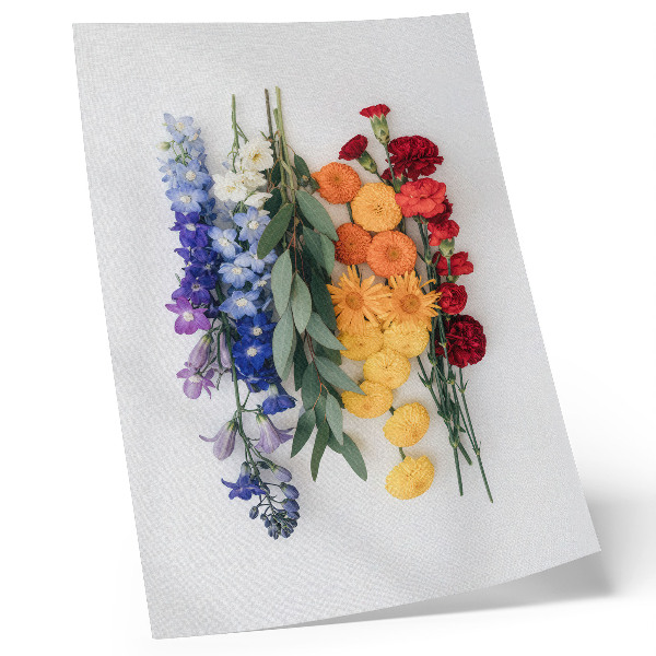 Wandposter Bloemen in een verticale lijn, levendige kleuren, harmonie, natuur