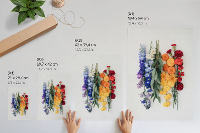 Wandposter Bloemen in een verticale lijn, levendige kleuren, harmonie, natuur