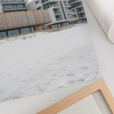 Wandposter moderne gebouwen met minimalistische architectuur
