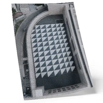 Poster met elegante geometrische patronen en futuristische architectuur