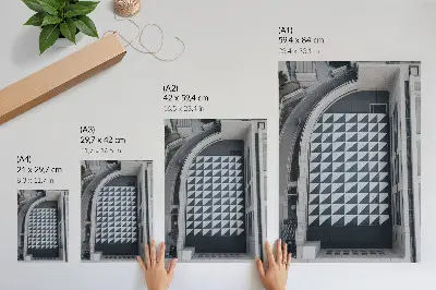 Poster met elegante geometrische patronen en futuristische architectuur