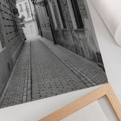 Wandposter De zwart-witte architectuur van een nostalgische straat.