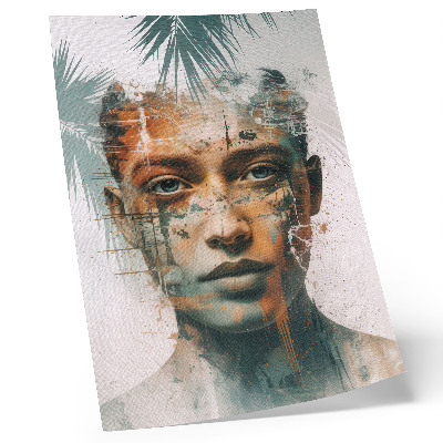 Decoratieve poster Portret van een vrouw met tropische motieven