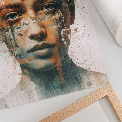 Decoratieve poster Portret van een vrouw met tropische motieven