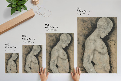 Wandposter Monochroom silhouet van een man in profiel.