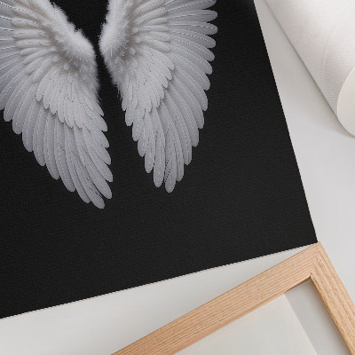 Decoratieve poster Symmetrische witte vleugels op een zwarte achtergrond