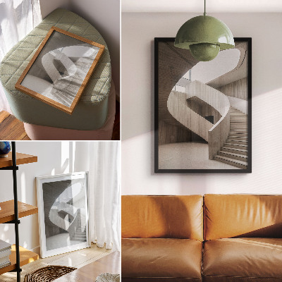 Decoratieve poster Moderne wenteltrap in een elegant interieur