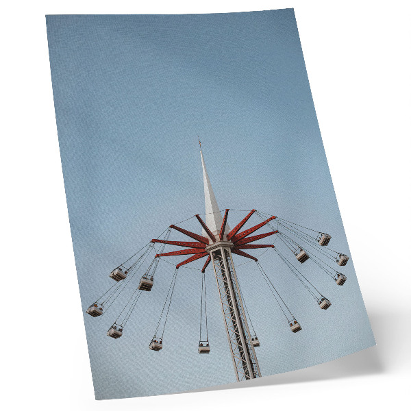 Wandposter Toren met carrousel, dynamische beweging, minimalisme