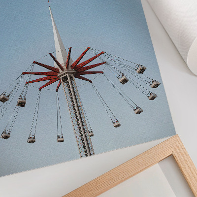 Wandposter Toren met carrousel, dynamische beweging, minimalisme