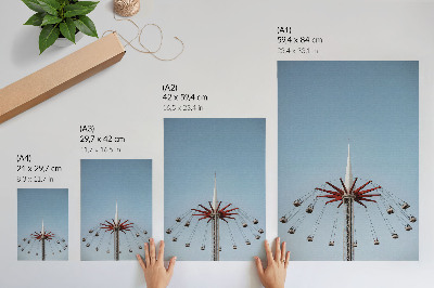 Wandposter Toren met carrousel, dynamische beweging, minimalisme