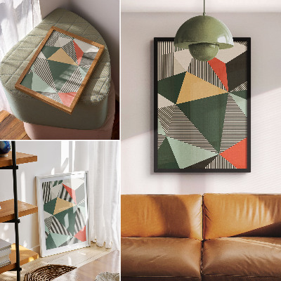 Poster Diverse driehoeken en strepen in felle kleuren.