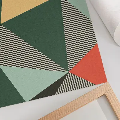Poster met diverse driehoeken en strepen in felle kleuren
