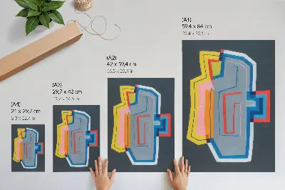 Wandposter met abstracte vormen en energieke kleuren in een moderne stijl