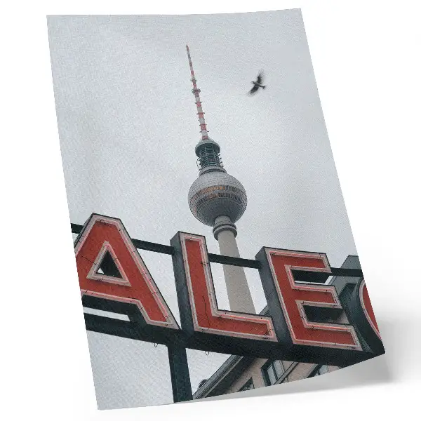 Poster tv-toren in rood en neongrijs