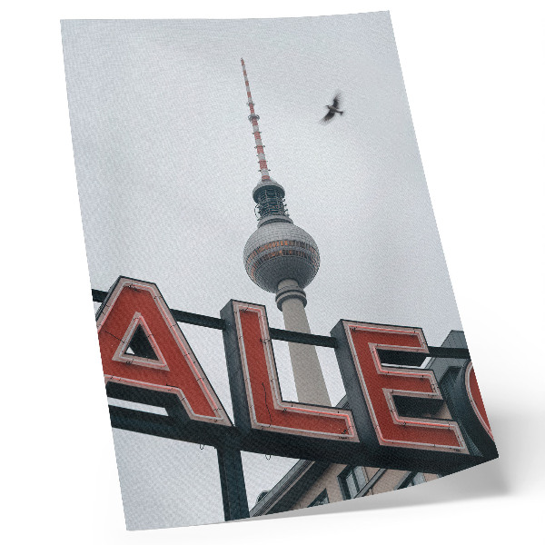Poster tv-toren rood neongrijs
