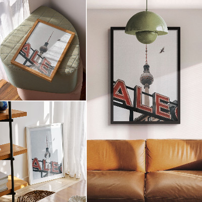 Poster tv-toren rood neongrijs