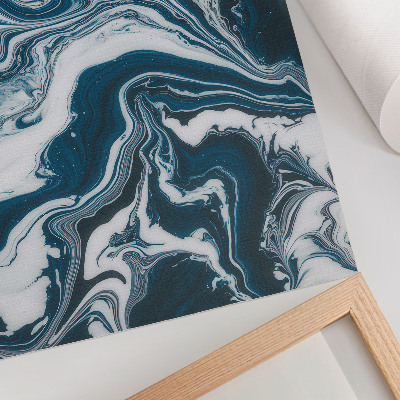 Wandposter Abstracte blauw-witte stippen met dynamische lijnen