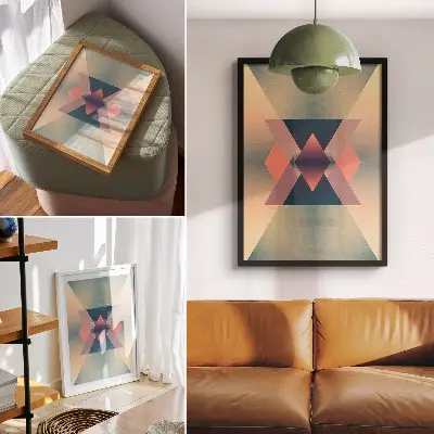 Decoratieve poster met geometrische vormen in elegante pastelkleuren