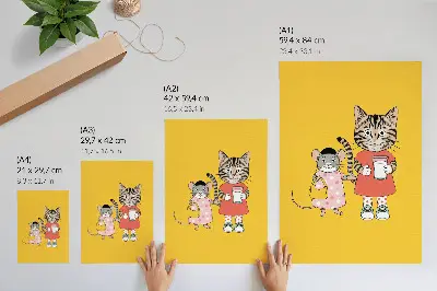 Decoratieve poster set met kleurplaten van kat, muis en sprookjesfiguren
