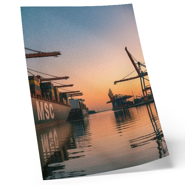 Wandposter Havenlandschap met containerschepen en kranen
