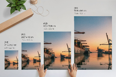 Wandposter Havenlandschap met containerschepen en kranen