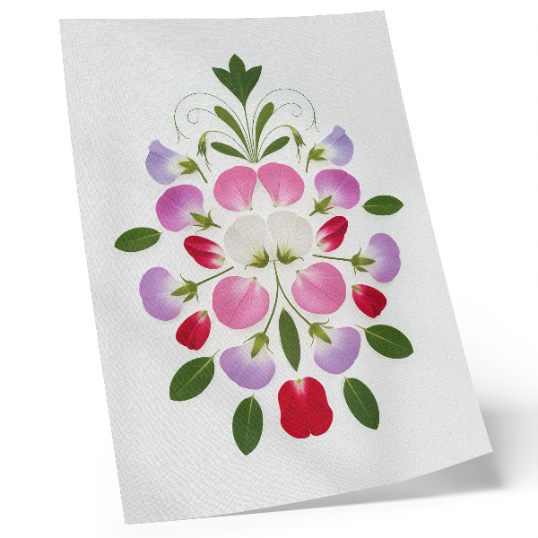 Poster Symmetrische bloemen en bladeren op een lichte achtergrond