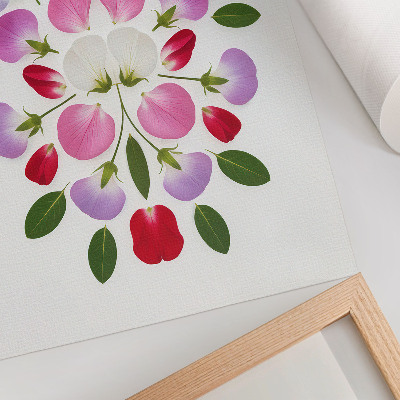 Poster Symmetrische bloemen en bladeren op een lichte achtergrond